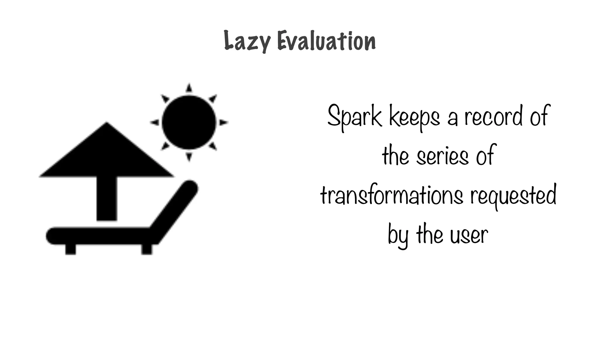 Lazy Evaluation
Spark keeps a record of
the series of
transformations requested
by the user
 