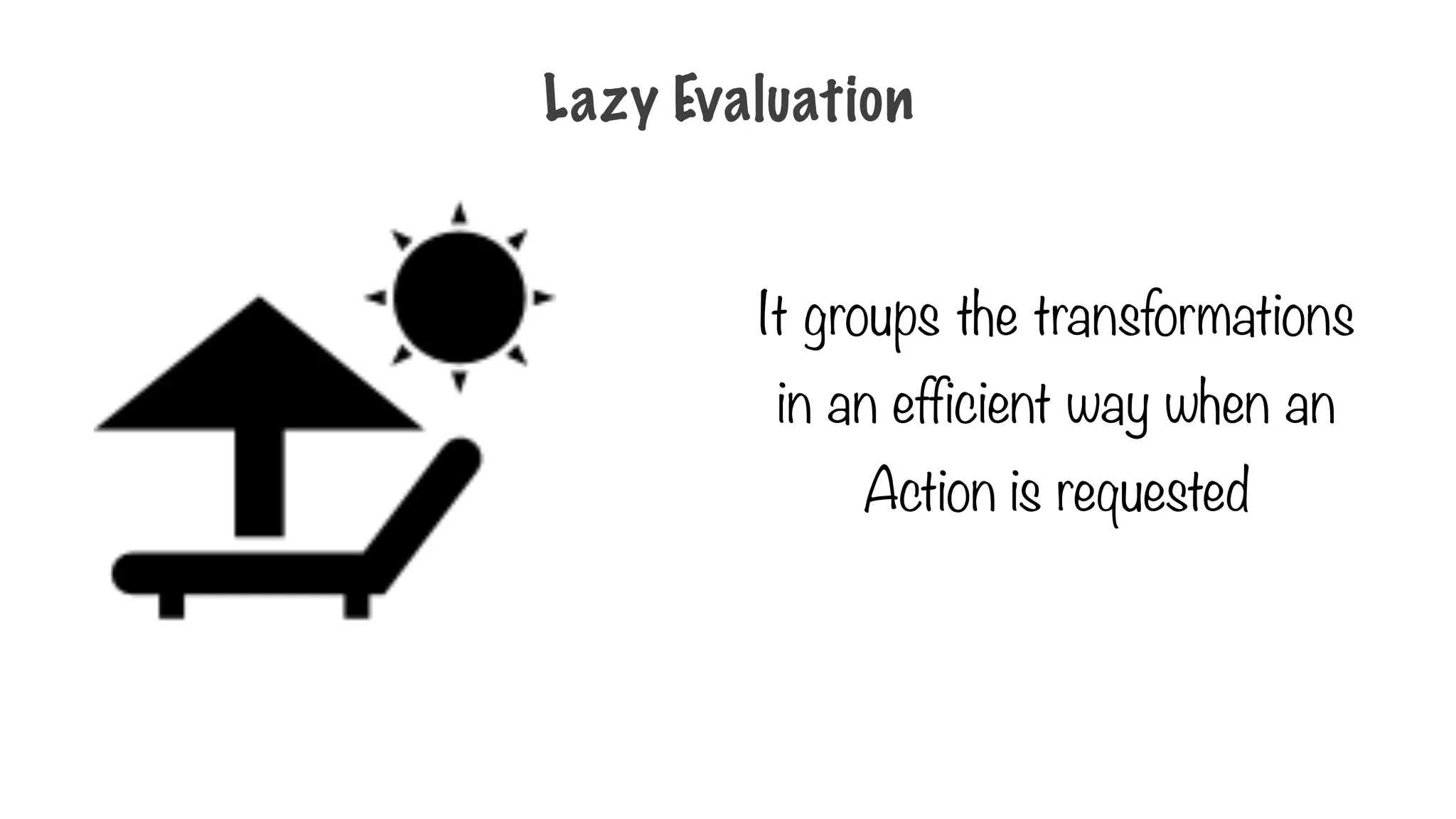 Lazy Evaluation
It groups the transformations
in an efficient way when an
Action is requested
 