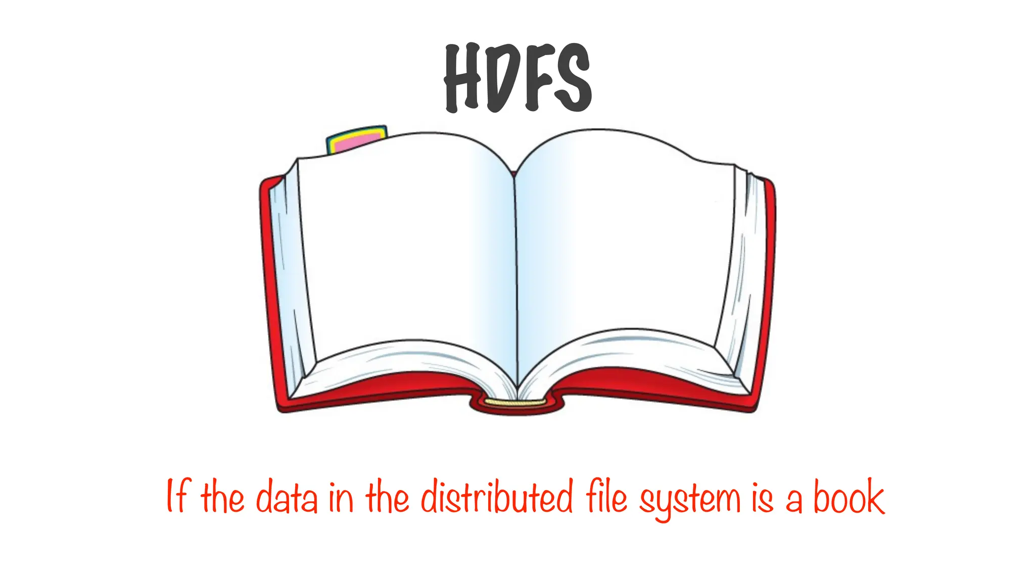 If the data in the distributed file system is a book
HDFS
 