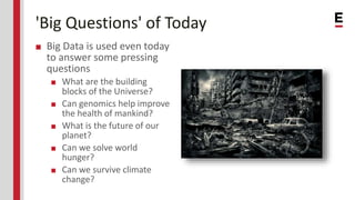 'Big Questions' of Today
■ Big Data is used even today
to answer some pressing
questions
■ What are the building
blocks of...