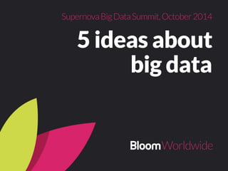 Supernova Big Data Summit, October 2014 
5 ideas about 
big data 
 