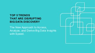 TOP 5 TRENDS
THAT ARE DISRUPTING
BIG DATA DISCOVERY
The New Approach to Access,
Analyze, and Derive Big Data Insights
with Speed.
 