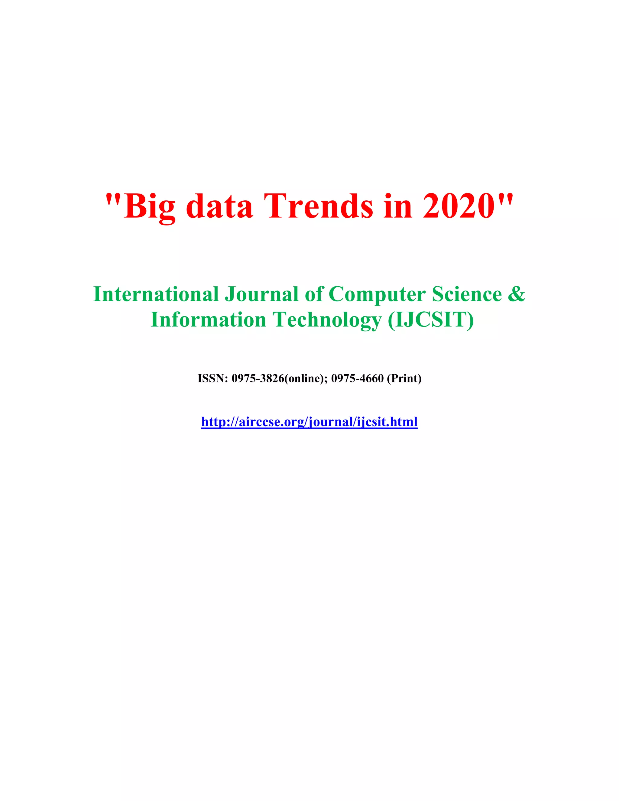 Big data trends in 2020 PDF