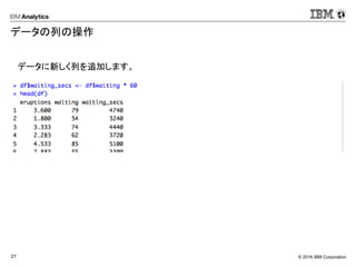 © 2016 IBM Corporation21
データの列の操作
データに新しく列を追加します。
 
