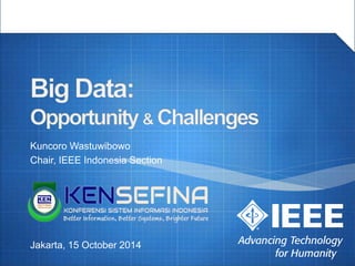 Kuncoro Wastuwibowo
Chair, IEEE Indonesia Section
Jakarta, 15 October 2014
 