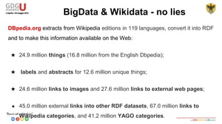 DBpedia.org extracts from Wikipedia editions in 119 languages, convert it into RDF
and make this information available on ...