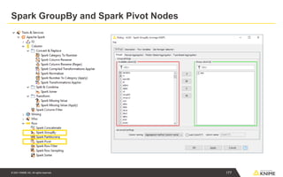 © 2021 KNIME AG. All rights reserved.
Spark GroupBy and Spark Pivot Nodes
177
 