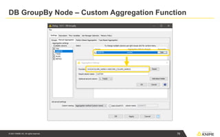 © 2021 KNIME AG. All rights reserved.
DB GroupBy Node – Custom Aggregation Function
76
 