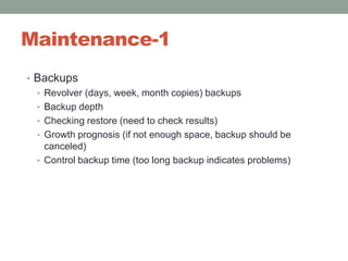 Everyday minimal (!) maintenance plan for big database