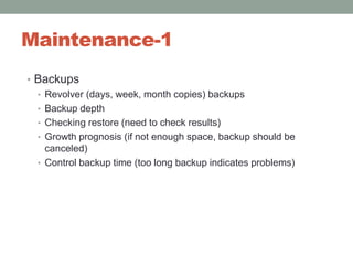 Everyday minimal (!) maintenance plan for big database<br />
