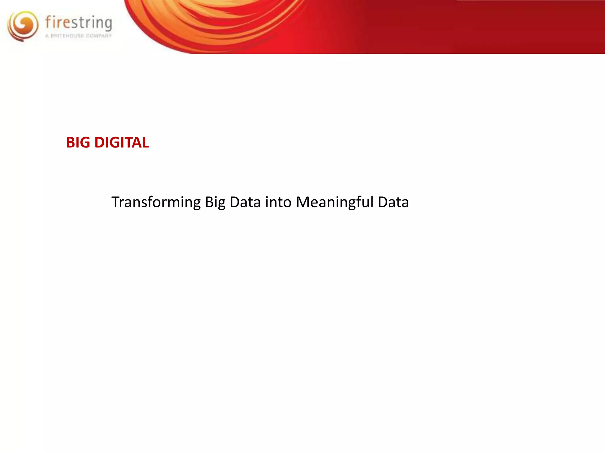 BIG DIGITAL 
Transforming Big Data into Meaningful Data 
 