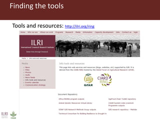 Introduction to ILRI’s ‘big five’ knowledge sharing and communication tools