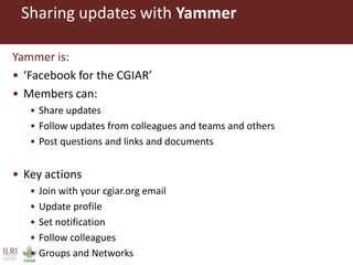 Introduction to ILRI’s ‘big five’ knowledge sharing and communication tools