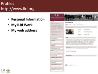 Introduction to ILRI’s ‘big five’ knowledge sharing and communication tools