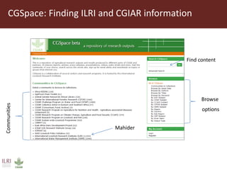 Introduction to ILRI’s ‘big five’ knowledge sharing and communication tools