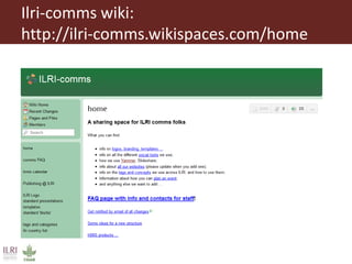 Introduction to ILRI’s ‘big five’ knowledge sharing and communication tools