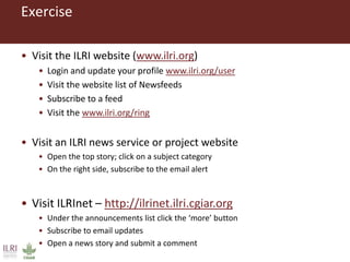 Introduction to ILRI’s ‘big five’ knowledge sharing and communication tools