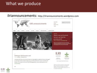 Introduction to ILRI’s ‘big five’ knowledge sharing and communication tools