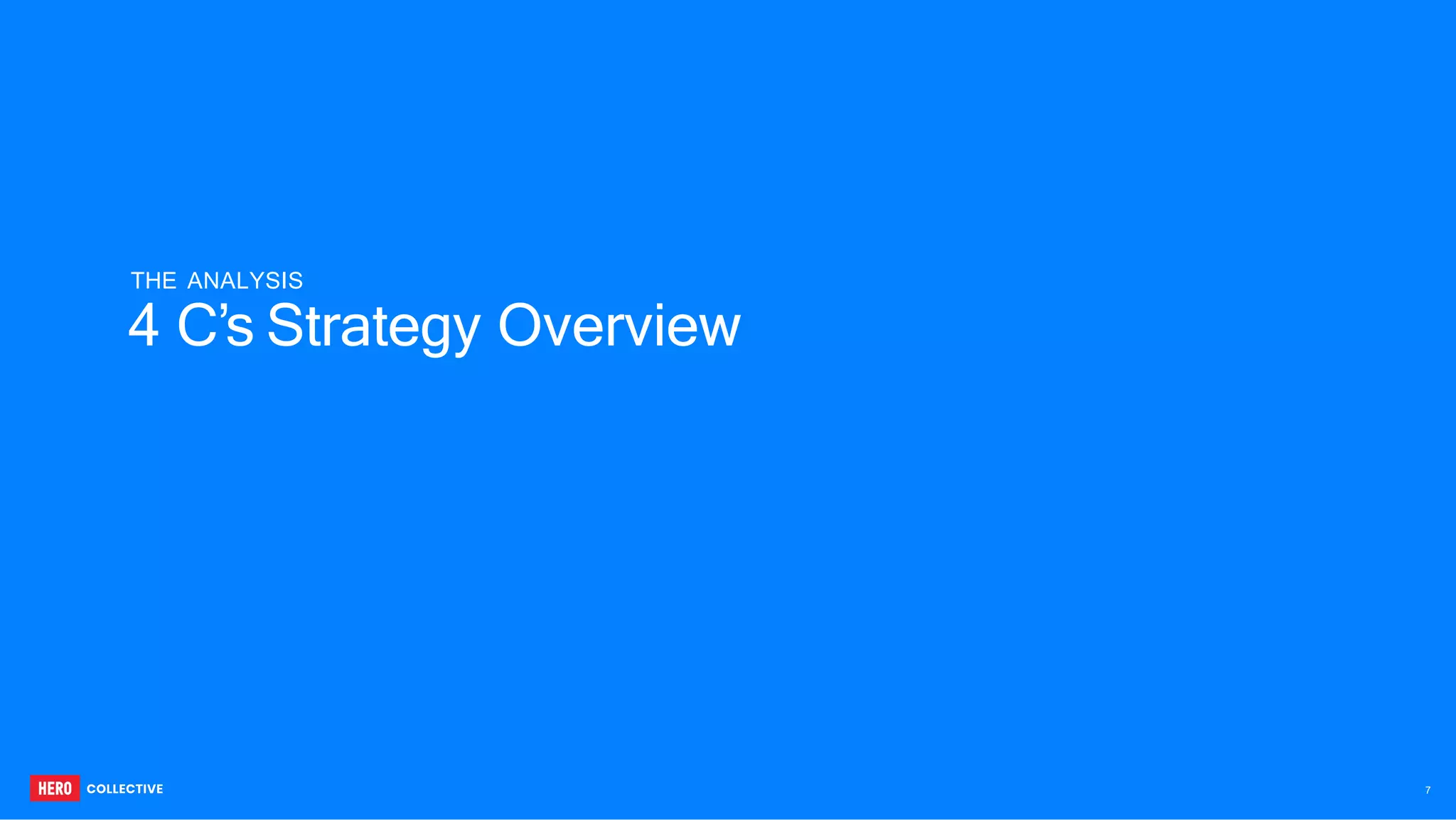 4 C’s Strategy Overview
THE ANALYSIS
7
 