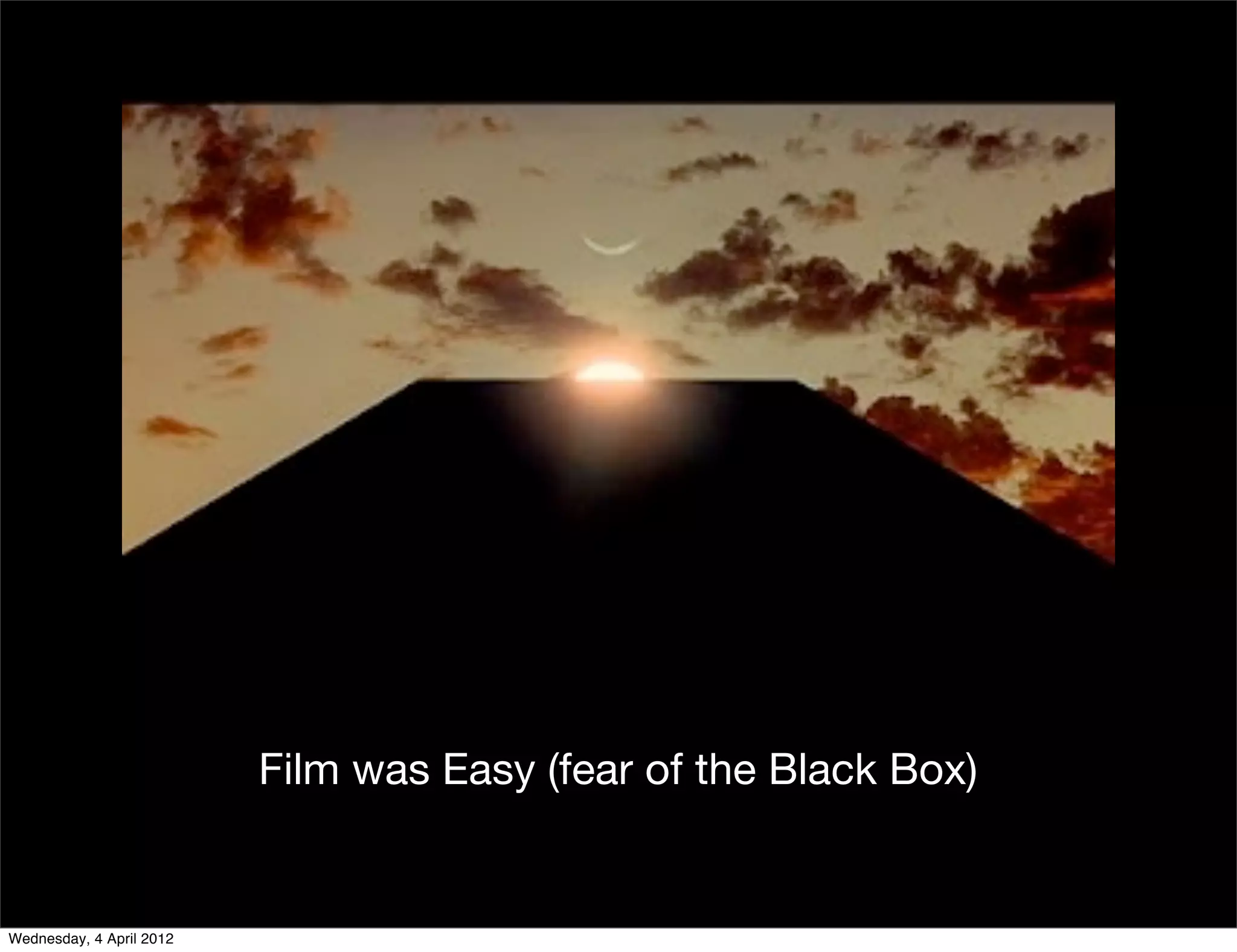 Film was Easy (fear of the Black Box)


Wednesday, 4 April 2012
 