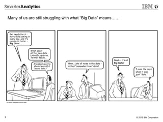 Many of us are still struggling with what “Big Data” means……




3                                                                  © 2012 IBM Corporation
 