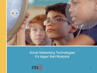 Social Networking Technologies It’s bigger than Myspace 