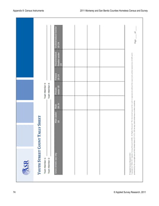 Appendix II: Census Instruments 2011 Monterey and San Benito Counties Homeless Census and Survey
74 © Applied Survey Research, 2011
 