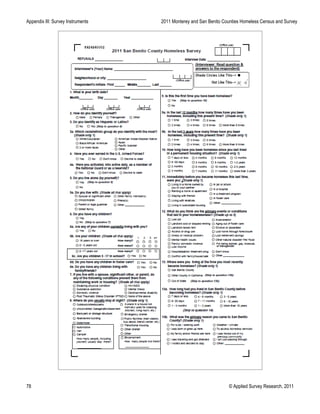 Appendix III: Survey Instruments 2011 Monterey and San Benito Counties Homeless Census and Survey
78 © Applied Survey Research, 2011
 