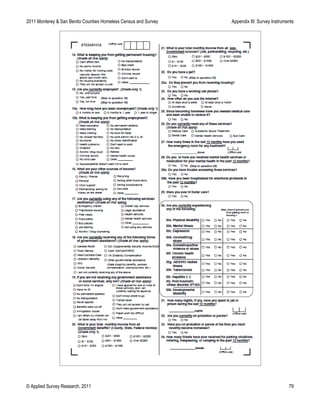 2011 Monterey & San Benito Counties Homeless Census and Survey Appendix III: Survey Instruments
© Applied Survey Research, 2011 79
 