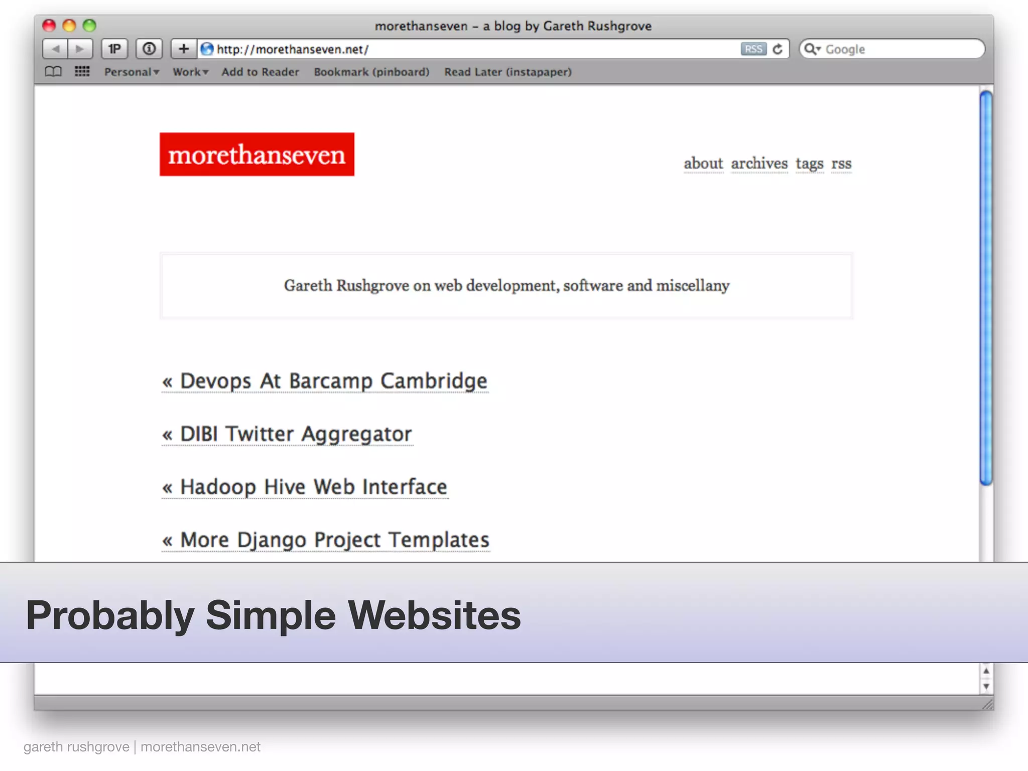 Probably Simple Websites


gareth rushgrove | morethanseven.net
 