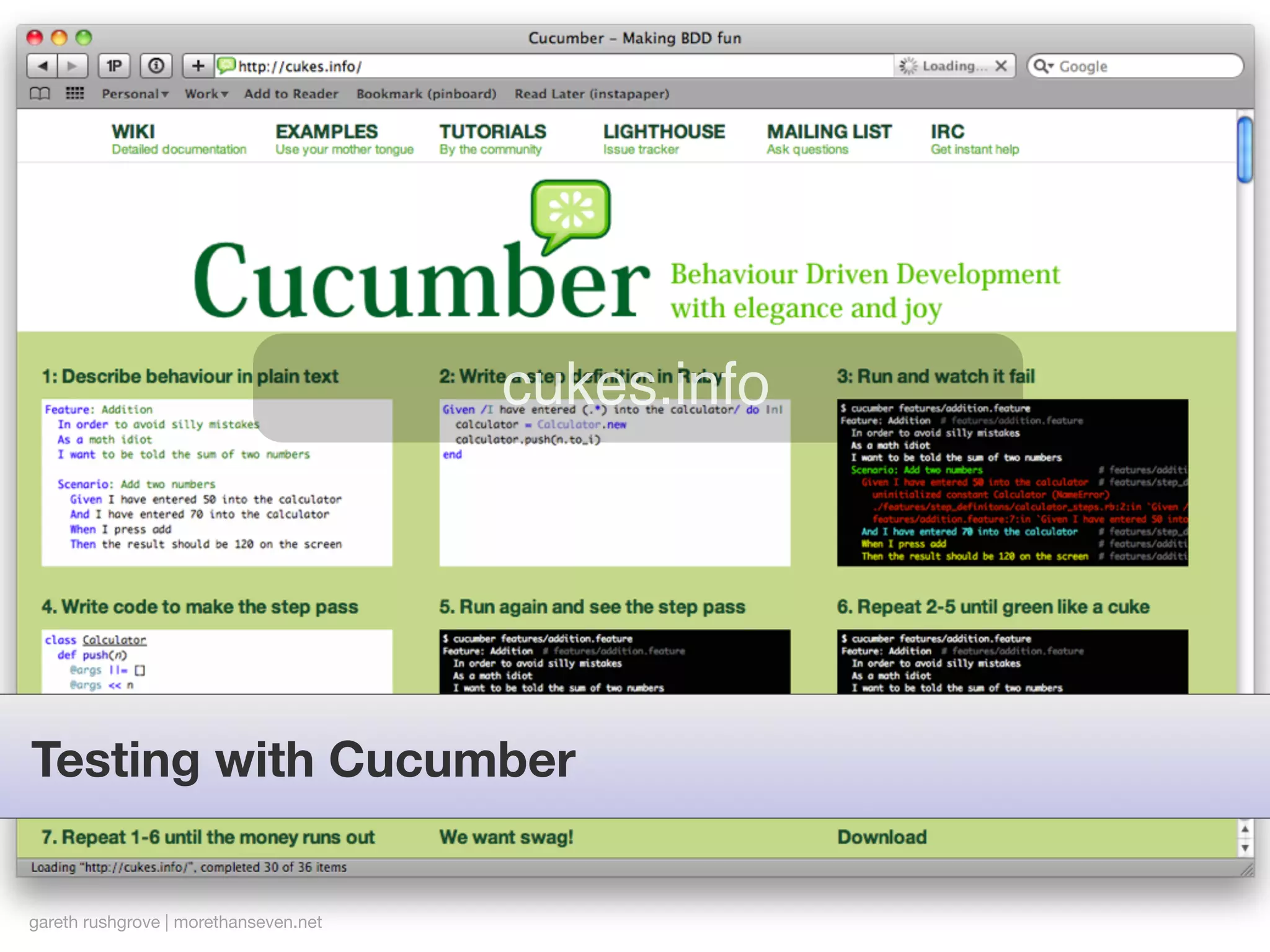 cukes.info




Testing with Cucumber


gareth rushgrove | morethanseven.net
 