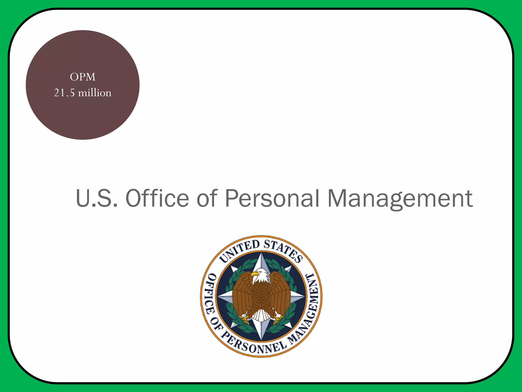 U.S. Office of Personal Management
OPM
21.5 million
 