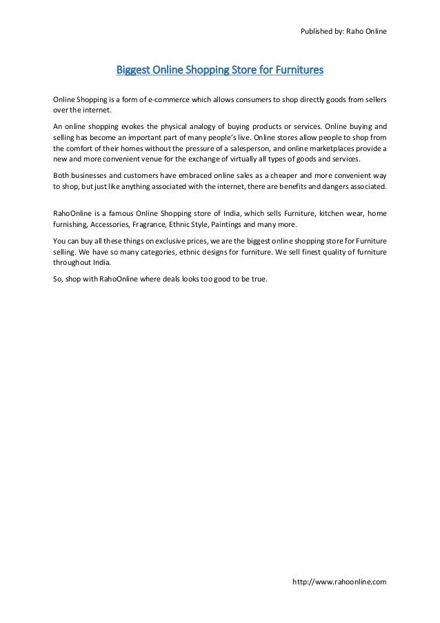 Biggest Online Shopping Store for Furnitures