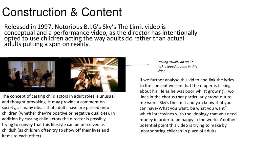 Biggie smalls sky’s the limit video analysis