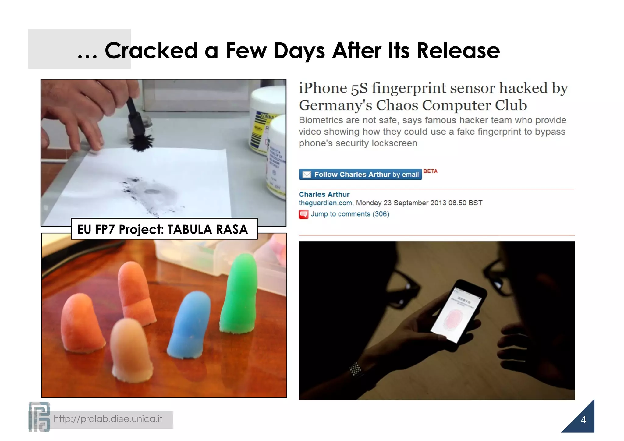 http://pralab.diee.unica.it
… Cracked a Few Days After Its Release
4
EU FP7 Project: TABULA RASA
 