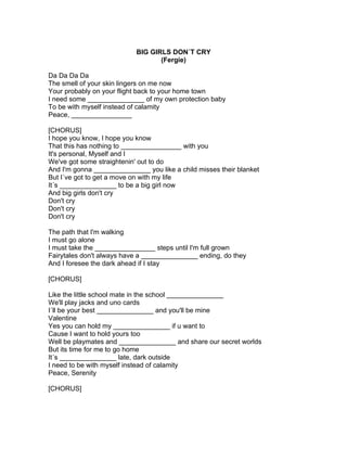 Big girls don t cry fergie PDF