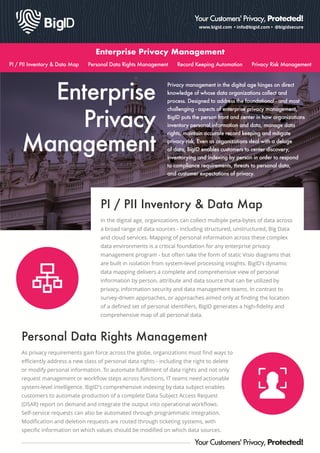 Big Id Software BigID Data Sheet: Enterprise Privacy Management | PDF