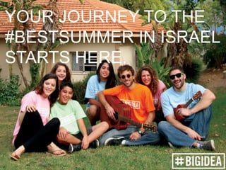 www.bigidea.co.il
YOUR JOURNEY TO THE
#BESTSUMMER IN ISRAEL
STARTS HERE.
 