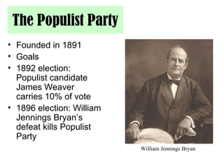 [object Object],[object Object],[object Object],[object Object],The Populist Party William Jennings Bryan 
