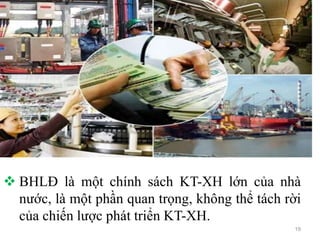 19
 BHLĐ là một chính sách KT-XH lớn của nhà
nước, là một phần quan trọng, không thể tách rời
của chiến lược phát triển KT-XH.
 