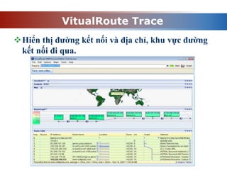 VitualRoute Trace
Hiển thị đường kết nối và địa chỉ, khu vực đường
kết nối đi qua.
 