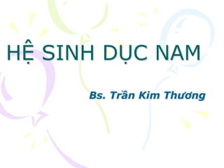 HỆ SINH DỤC NAM
Bs. Trần Kim Thương
 