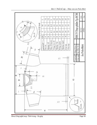 Bài 3: Thiết kế rập – Nhảy size áo Polo-Shirt
Khoa Công nghệ may- Thời trang – Da giày Page 30
 