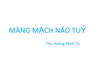 MÀNG M CH NÃO TUẠ Ỷ
Ths. Hoàng Minh Tú
 