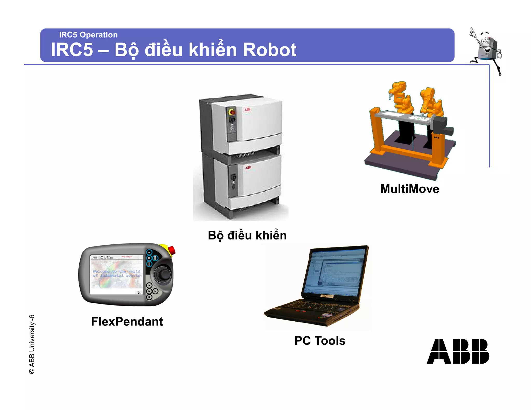 ©
ABB
University
-6
IRC5 Operation
PC Tools
FlexPendant
MultiMove
Bộ điều khiển
IRC5 – Bộ điều khiển Robot
 