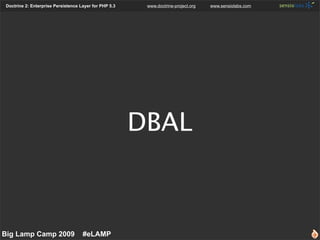 Doctrine 2: Enterprise Persistence Layer for PHP 5.3    www.doctrine-project.org   www.sensiolabs.com




                ...
