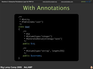 Doctrine 2: Enterprise Persistence Layer for PHP 5.3   www.doctrine-project.org   www.sensiolabs.com




                 ...