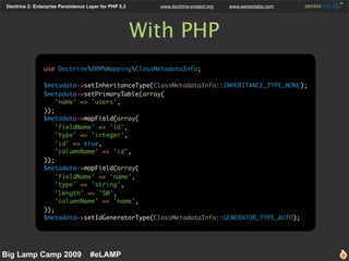 Doctrine 2: Enterprise Persistence Layer for PHP 5.3     www.doctrine-project.org   www.sensiolabs.com




               ...