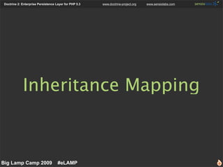 Doctrine 2: Enterprise Persistence Layer for PHP 5.3   www.doctrine-project.org   www.sensiolabs.com




             Inhe...