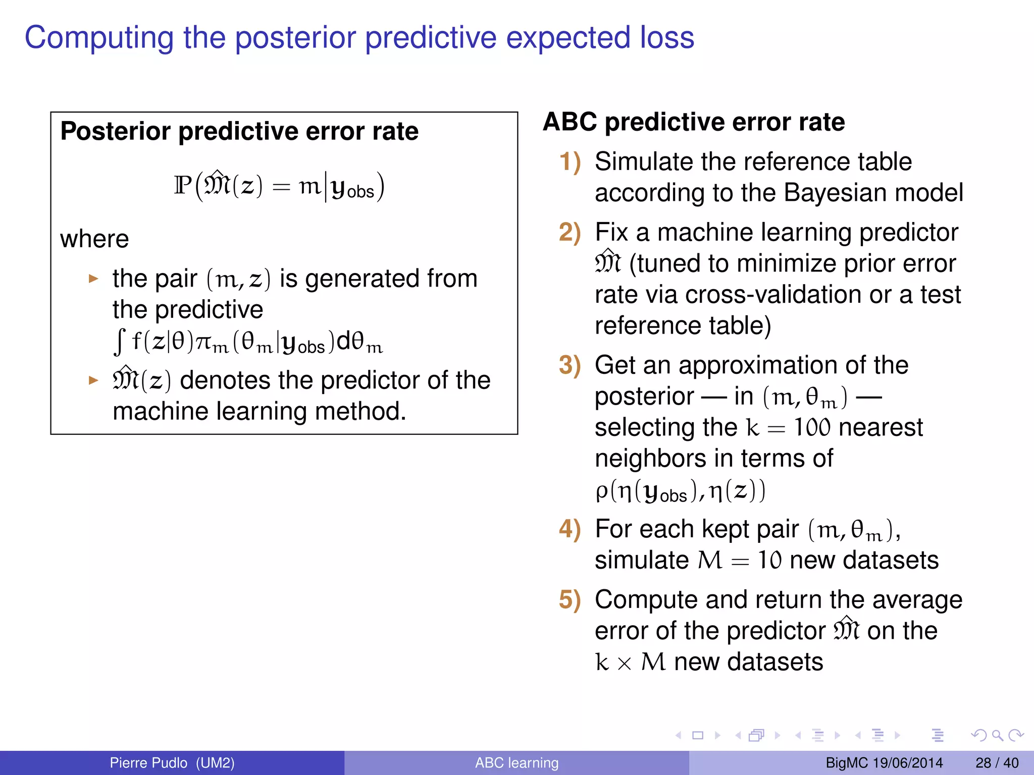 (z - yobs) +N (0, 2) Replace the 's by the residuals, centered around c0. How to explain the algorithm from a learning point of view? Assume we want to approximate the expected value of the posterior distribution (j(yobs)), i.e., E 